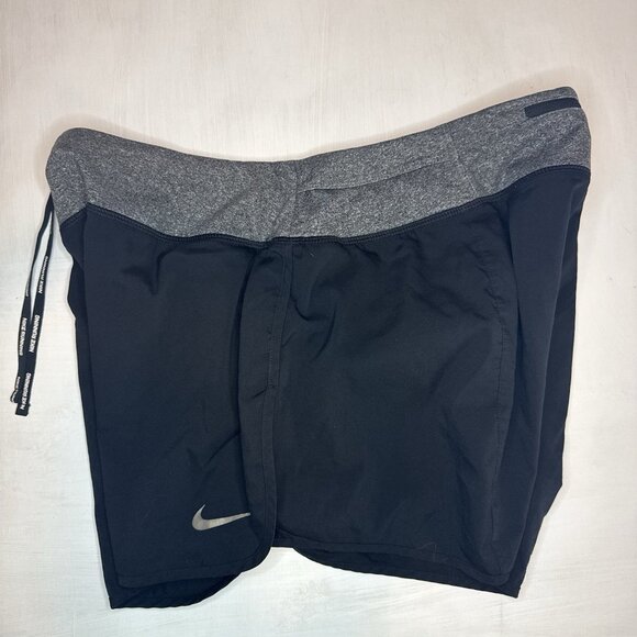Nike Dri-Fit Women's Black Running Shorts Womens Large Two-Tone Black Gray - Picture 2 of 11